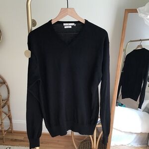 Peter Millar V-Neck Silk Blend Sweater Black Size Large